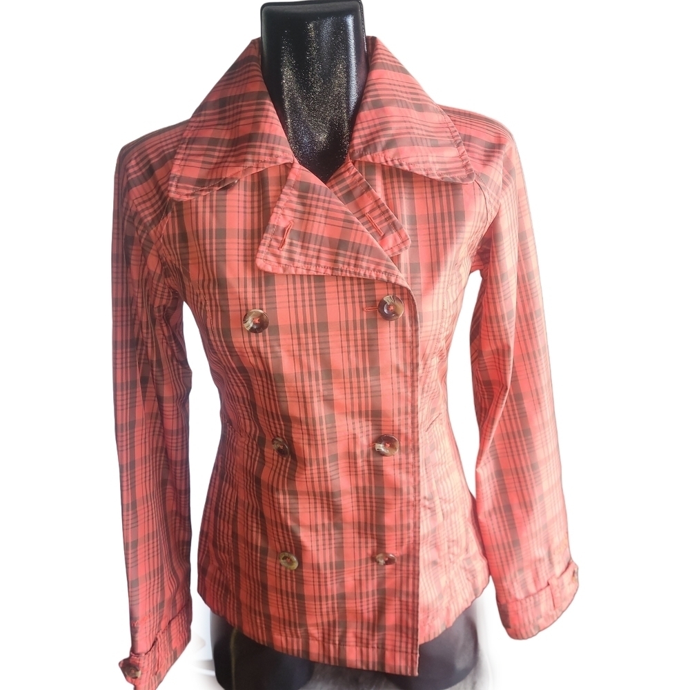 The North Face Plaid Double-Breasted Waterproof Hyvent Jacket Size XS